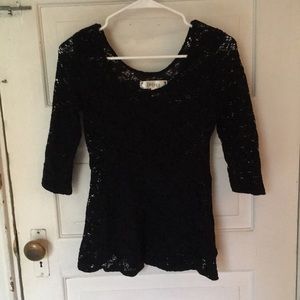 Black lace pattern shirt